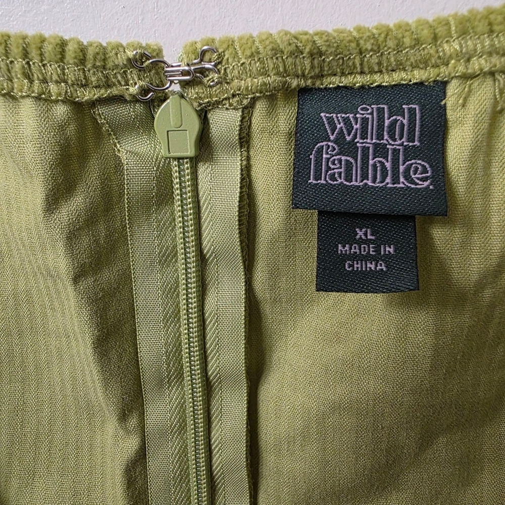 Wild Fable Green Corduroy Mini Dress XL | Adjustable Straps Soft Ribbed Texture - Picture 3 of 7